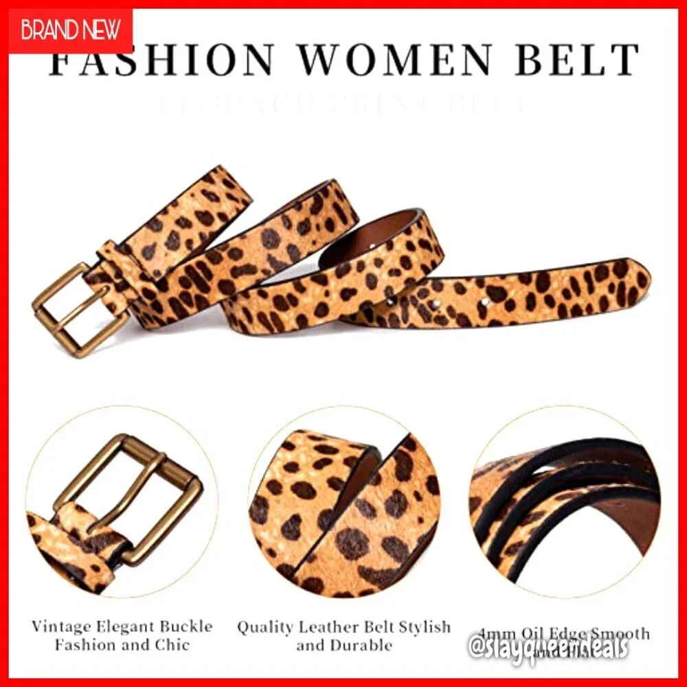 Genuine Suede Leather Belt for Jeans, Adjustable Buckle, Size M